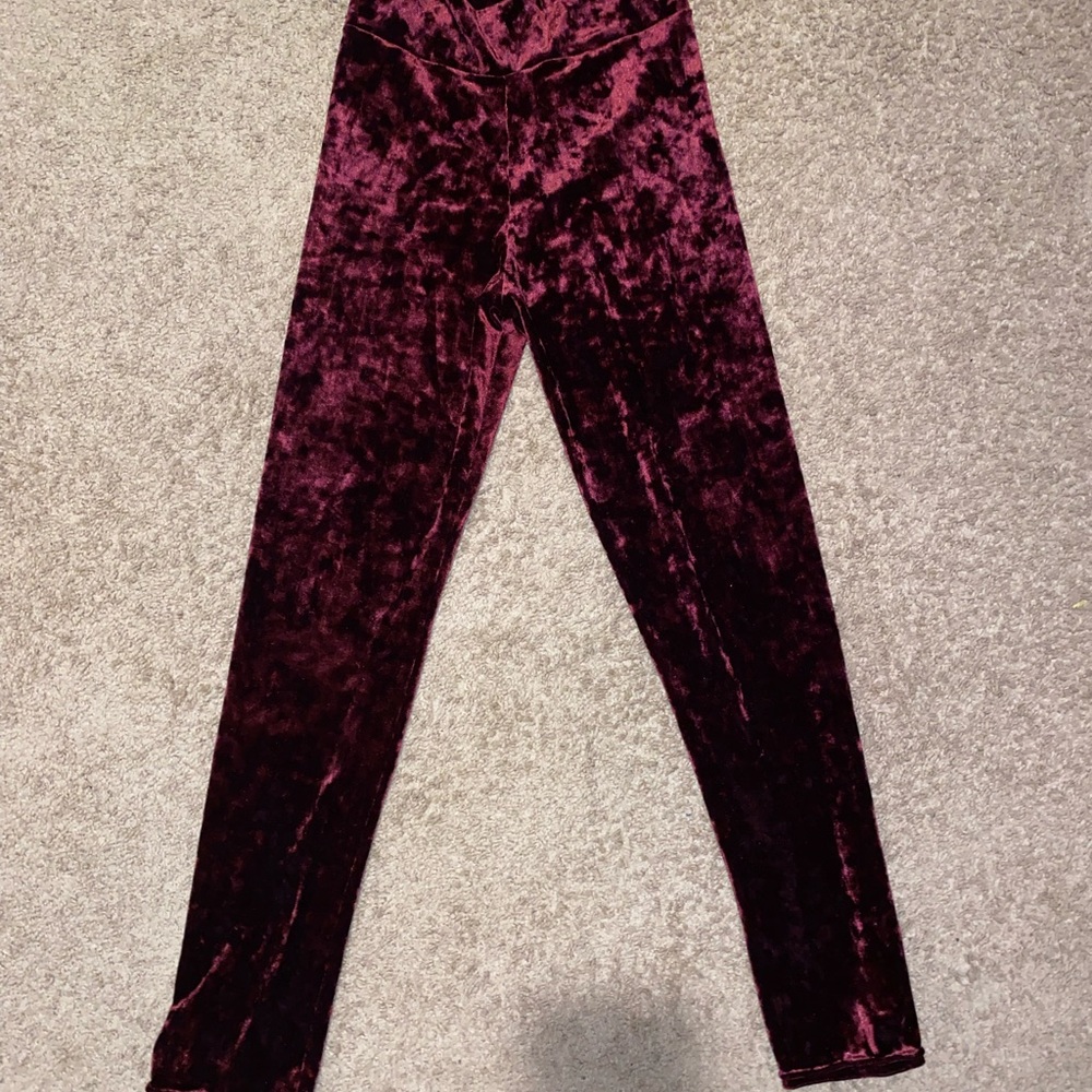Red velvet leggings